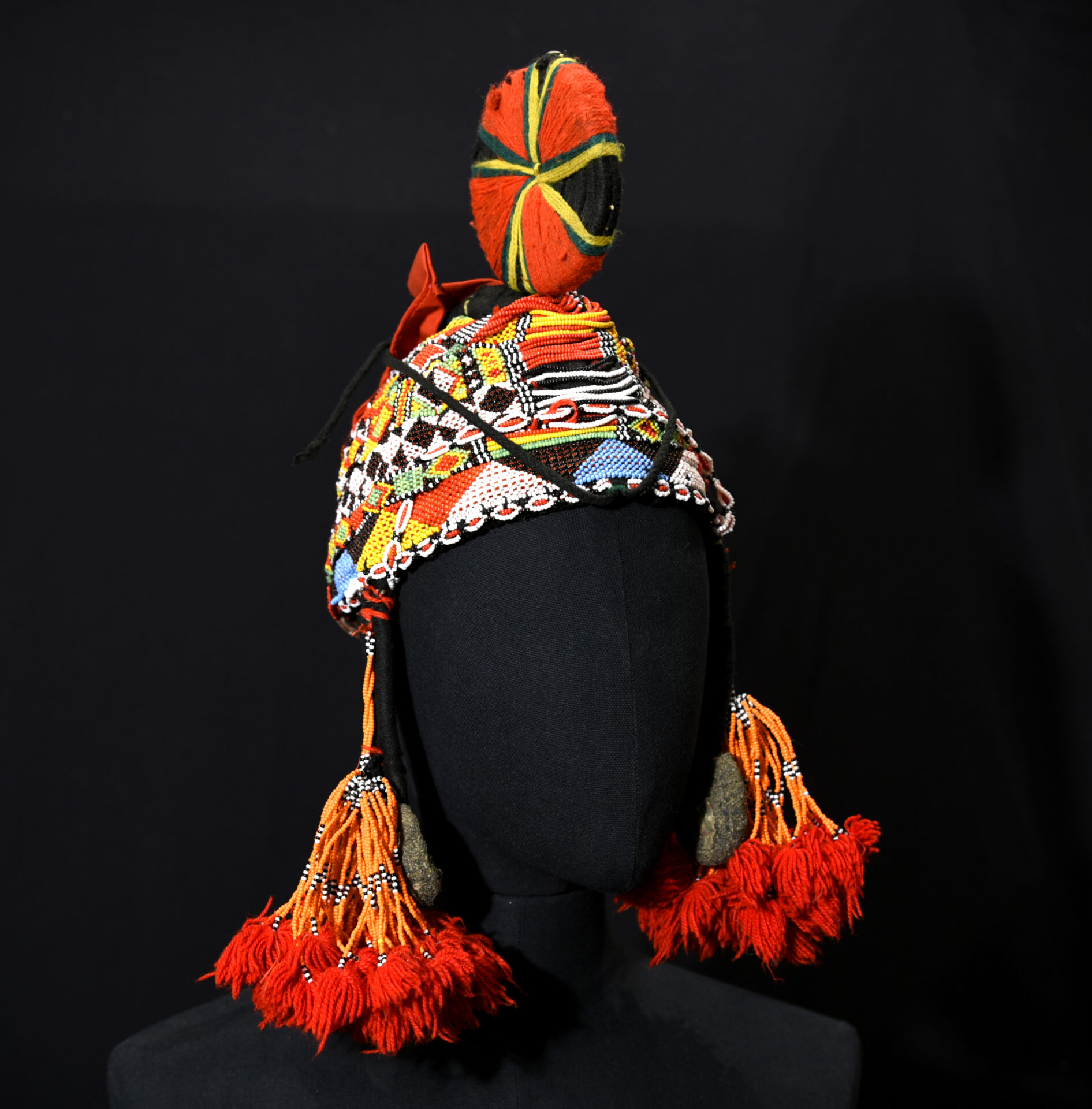 Old Tribally Used Beadded Headdress – Songhay / Djerma – Gao Region, Mali – Rare