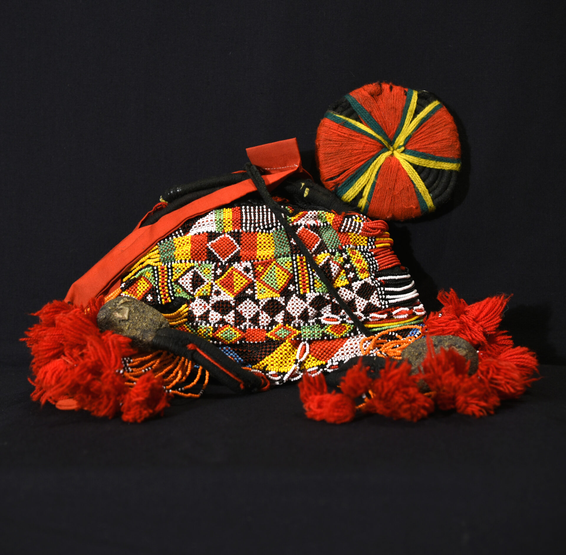 Old Tribally Used Beadded Headdress – Songhay / Djerma – Gao Region, Mali – Rare