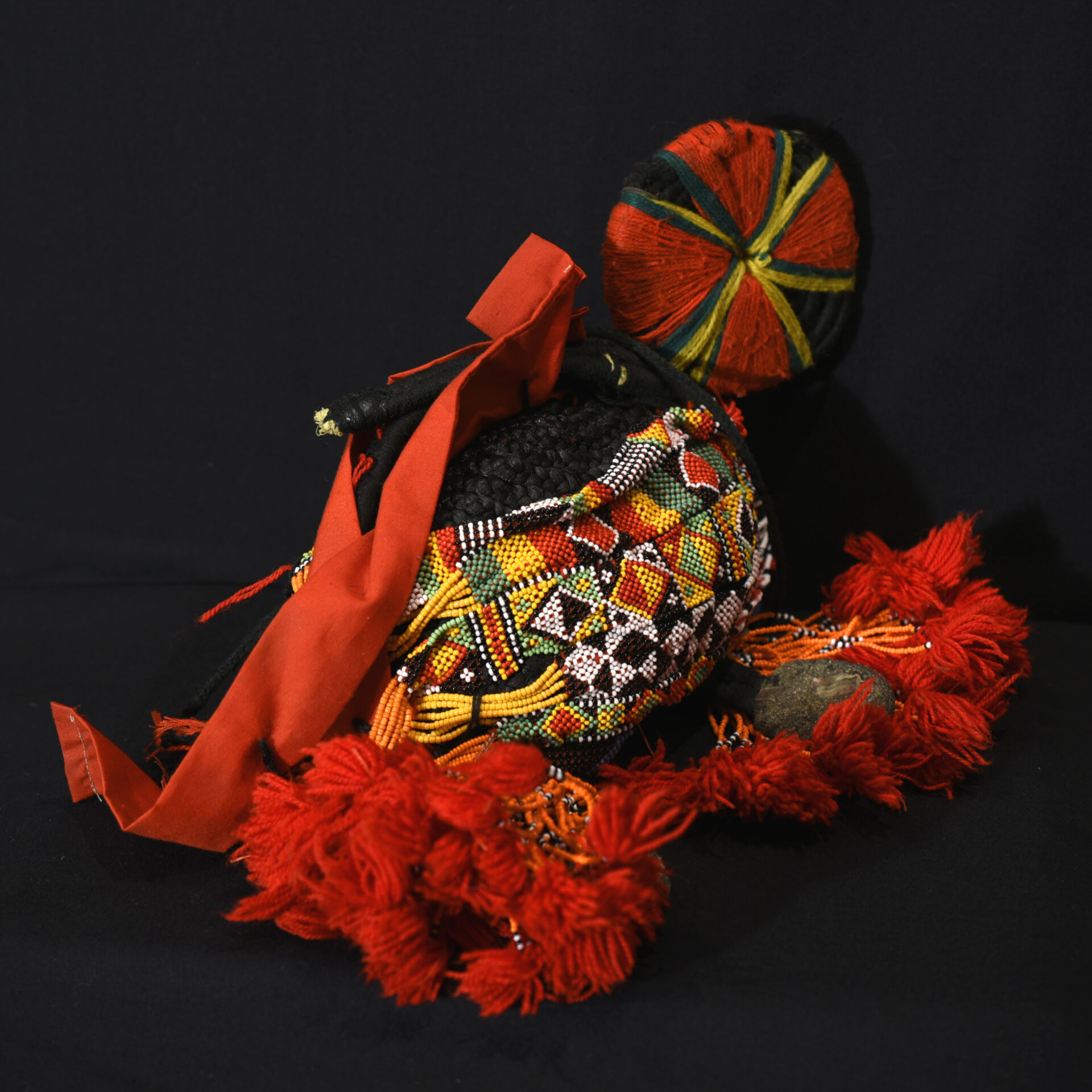 Old Tribally Used Beadded Headdress – Songhay / Djerma – Gao Region, Mali – Rare