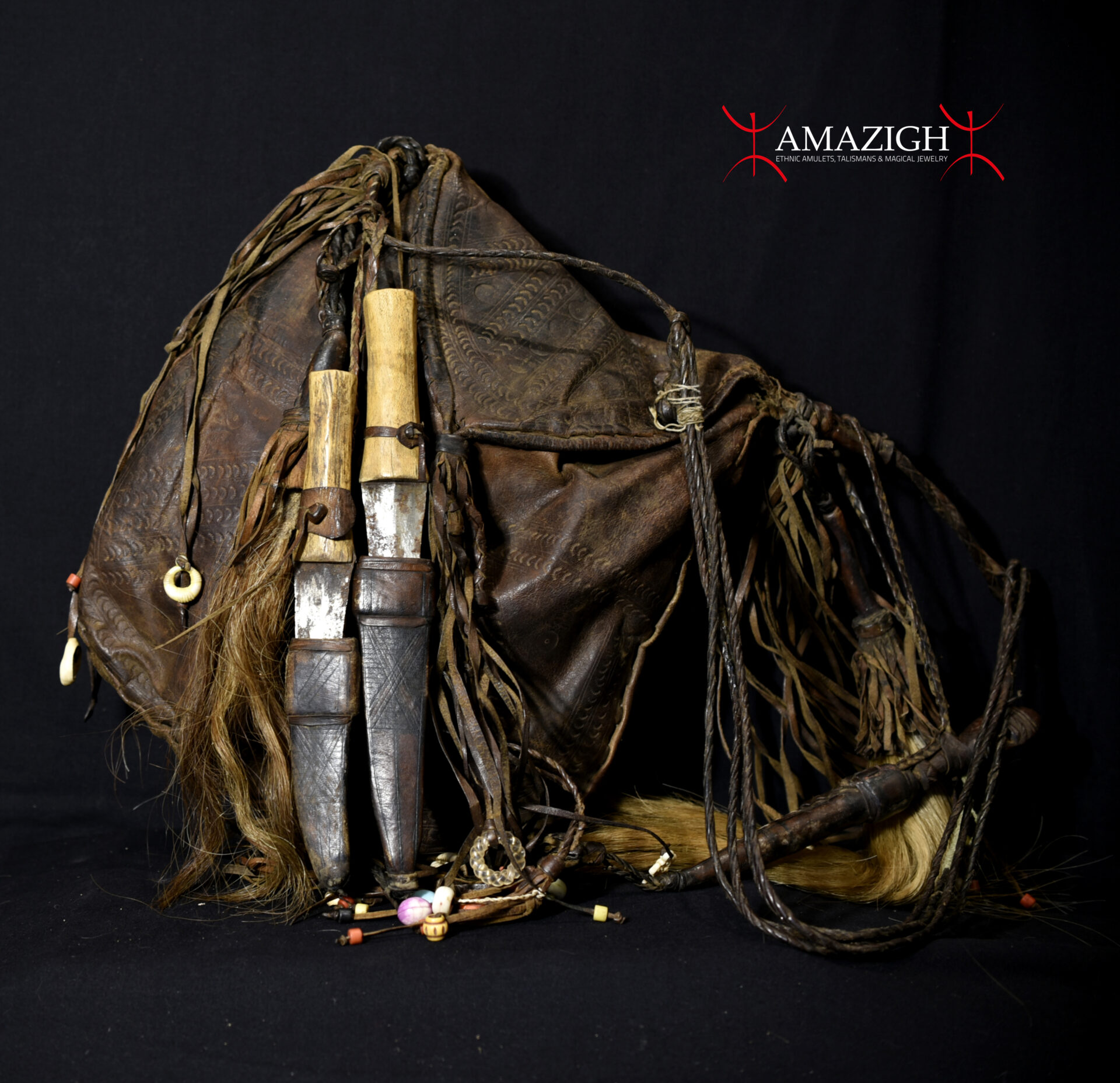 Old Bambara Leather Hunting Bag – Donso Society – Mali