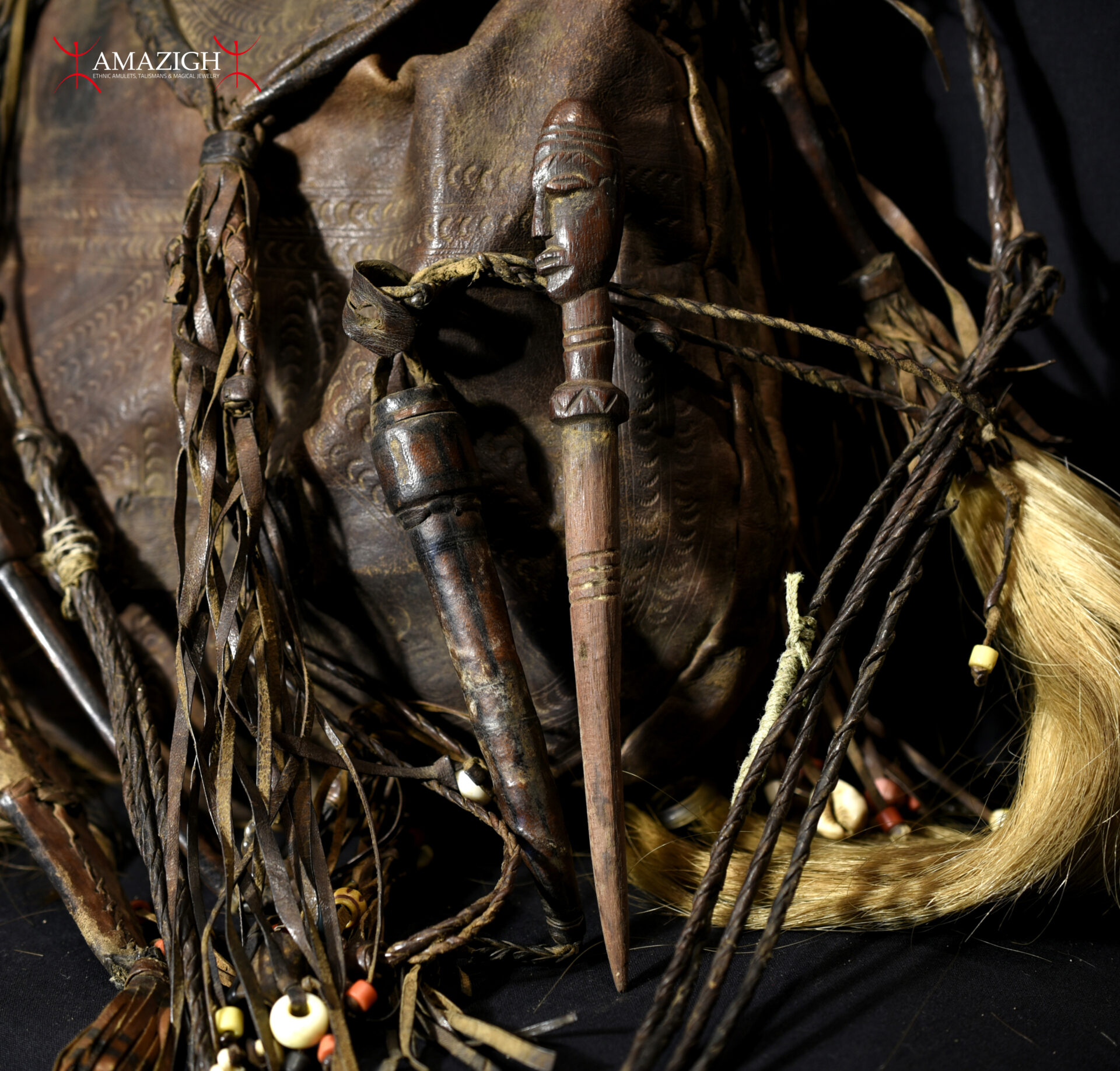 Old Bambara Leather Hunting Bag – Donso Society – Mali