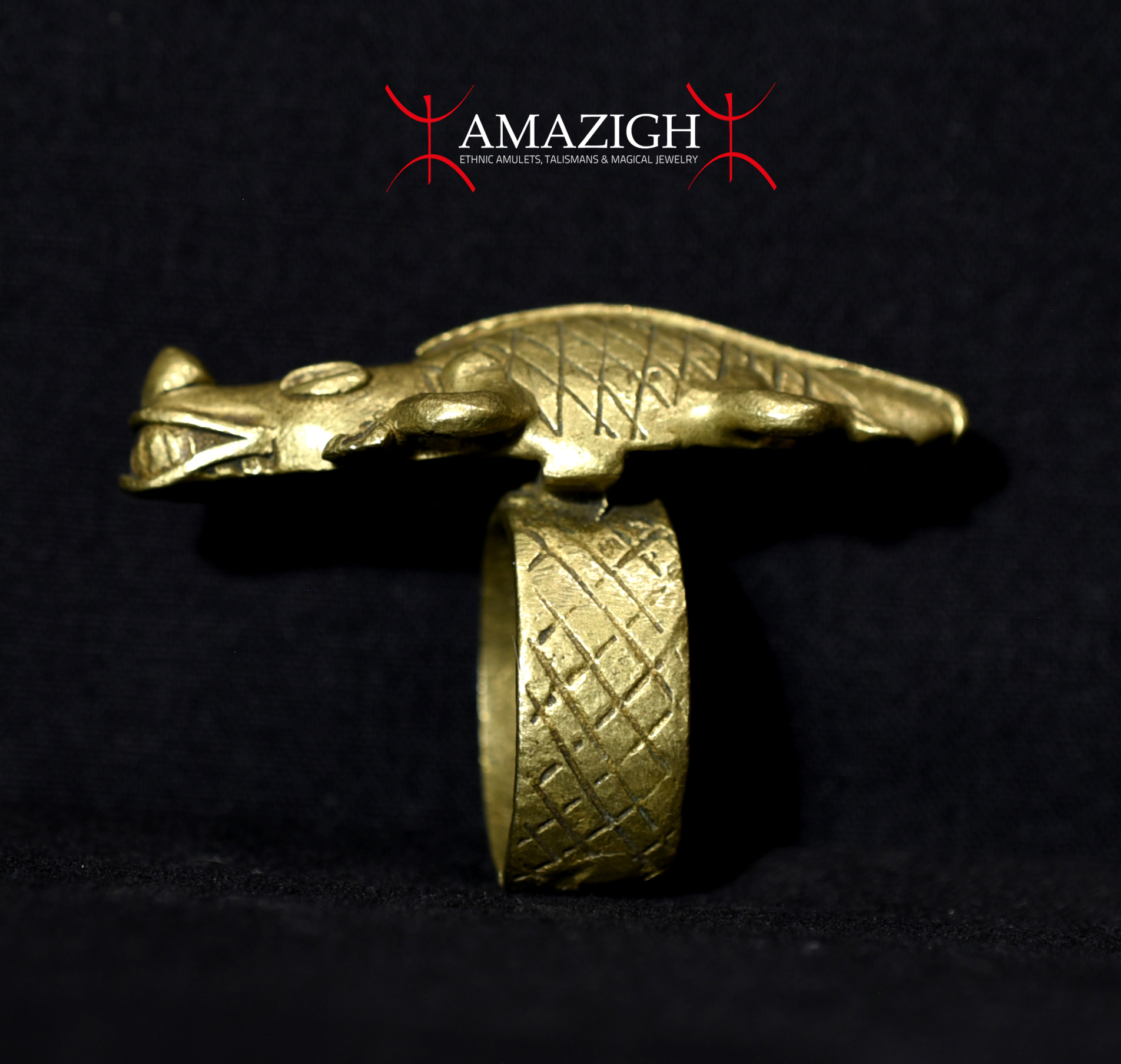 Beautiful Ashanti (Asante) Ring – Crocodile – Ghana