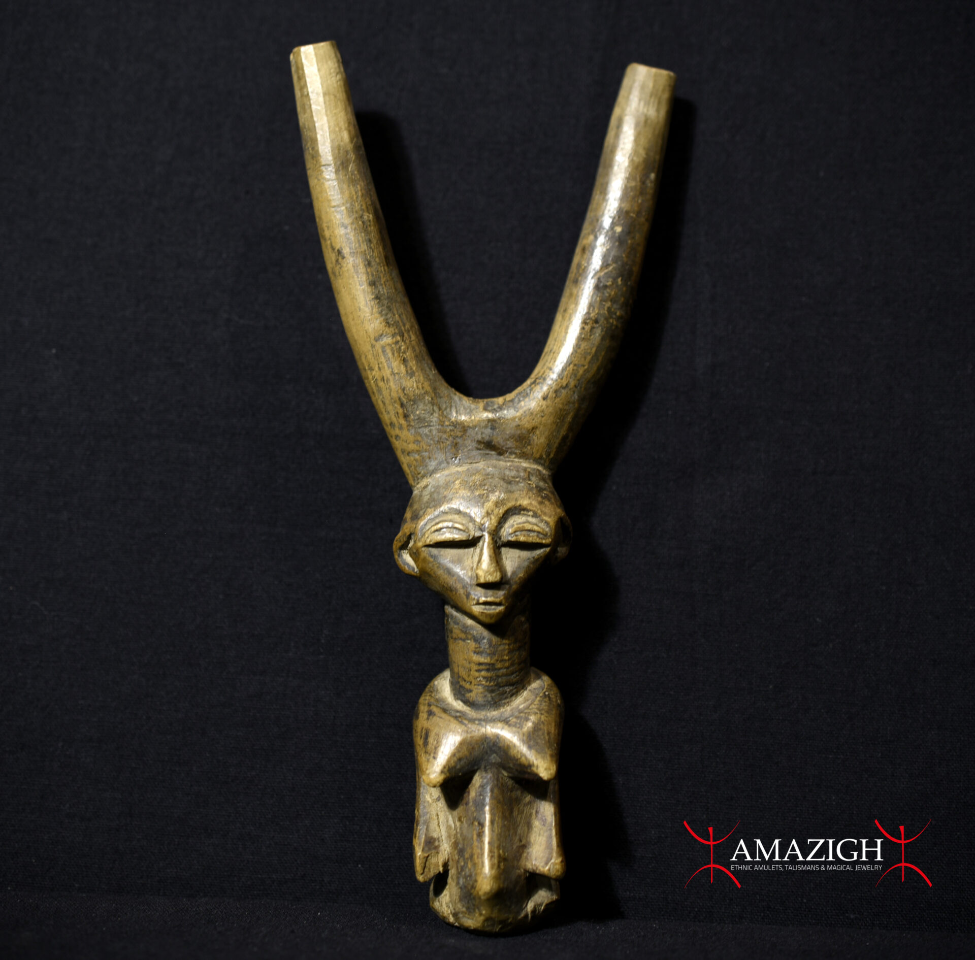 Old Fine Lobi Slingshot Catapult – Carved Wood – Burkina Faso