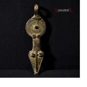 Beautiful Gan Bronze Amulet – Snake and Solar Disk – Burkina Faso